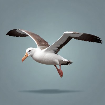 A black-browed albatross glides effortlessly through the air