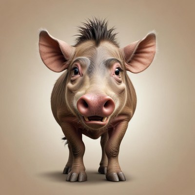 A pig with a mohawk looks at the camera