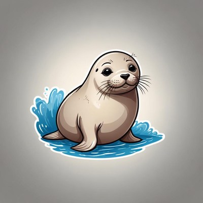 A cute seal pup sits in the water
