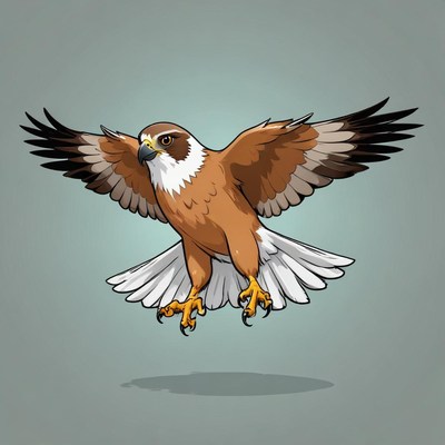A digitally drawn image of a hawk in flight
