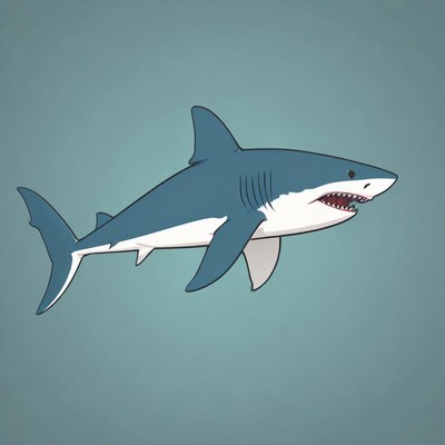 A great white shark swims through the water