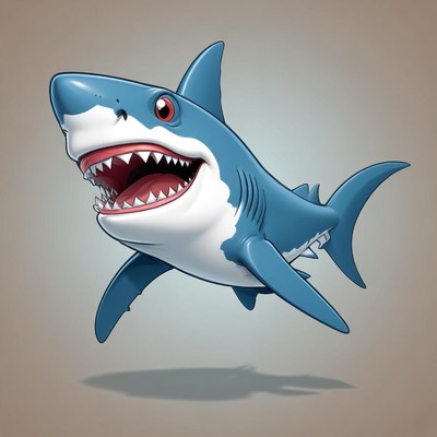 A shark jumps in the air with its mouth open