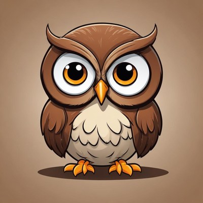 A cartoon owl stares at the viewer
