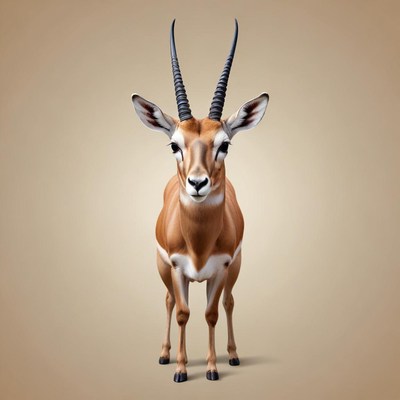 A gazelle stands in front of a brown background