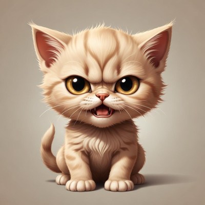 Tan kitten gazes fiercely