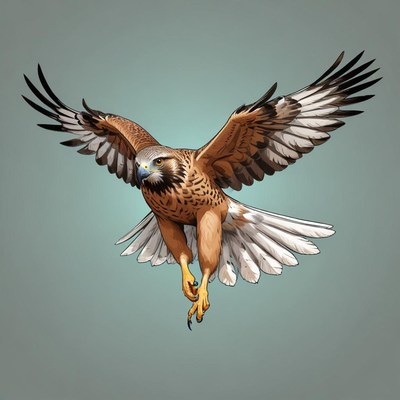 A brown hawk soars with wings spread wide