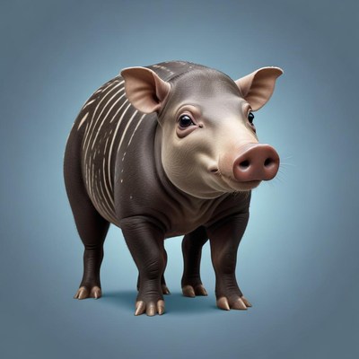 A visayan warty pig stands on a blue background