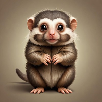 A small monkey sits on a brown background