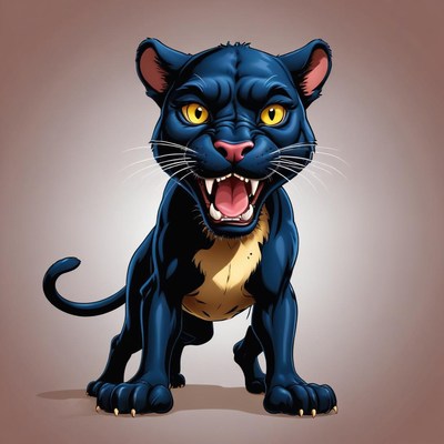 A black panther growls with its mouth open