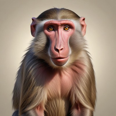 A baboon stares intently at the camera