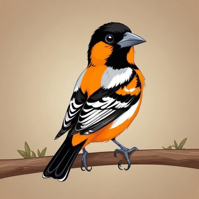 A colorful bird perches on a branch