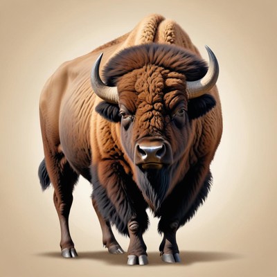 A large bison stands facing the camera