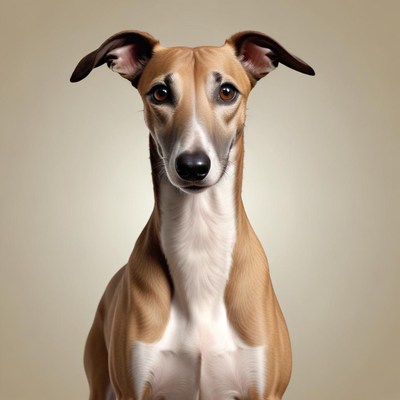 A whippet poses for a portrait