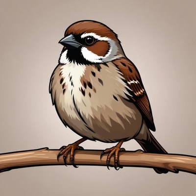 A brown sparrow perched on a branch