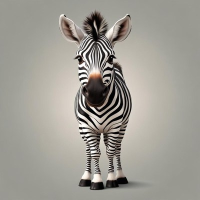 A zebra stands on a gray background