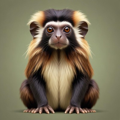 A small monkey sits on a green background