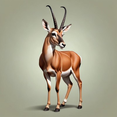 A gazelle stands on a light green background