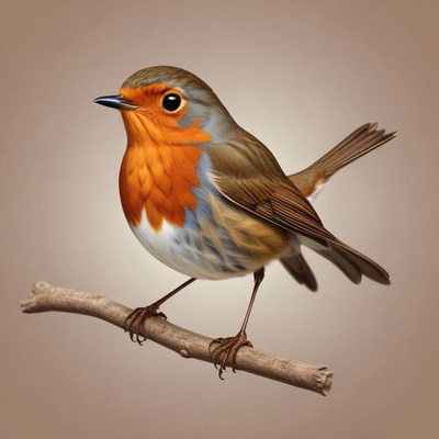 A robin perches on a branch