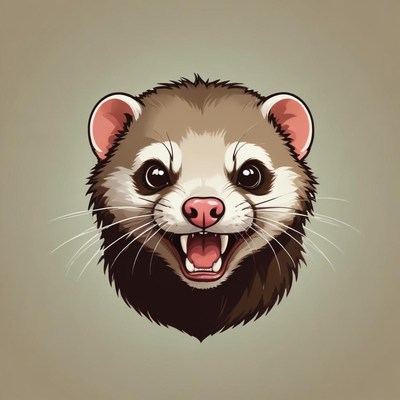 A ferret smiles with its mouth open