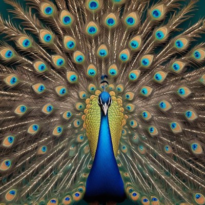 A peacock displays its beautiful feathers