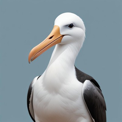 A black-browed albatross stares intently at the camera