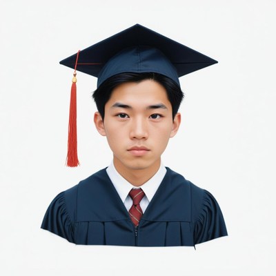 A young man in a graduation cap and gown