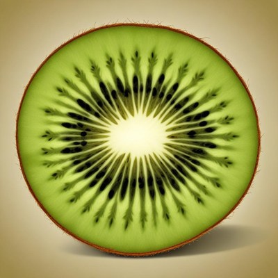 A close-up view of a kiwi fruit slice