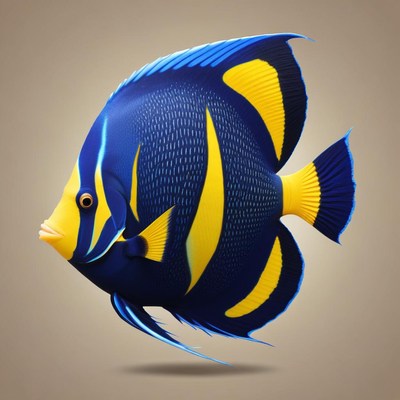 A blue and yellow angelfish swims in the water