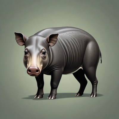 A visayan warty pig stands on a green background