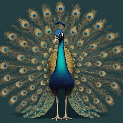 A peacock displays its feathers in a beautiful display