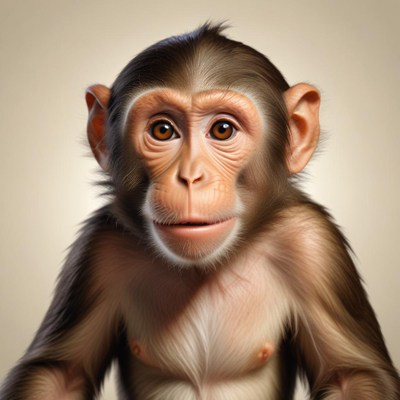 A young monkey stares intently at the camera