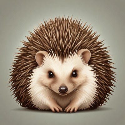 A small hedgehog sits on a gray background