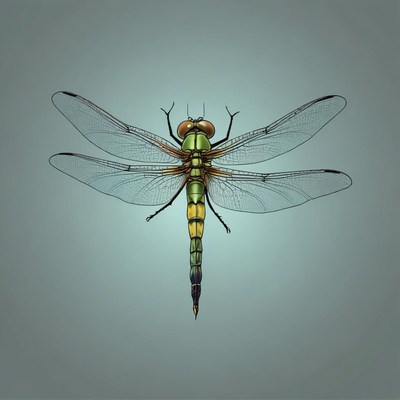 A dragonfly hovers in the air