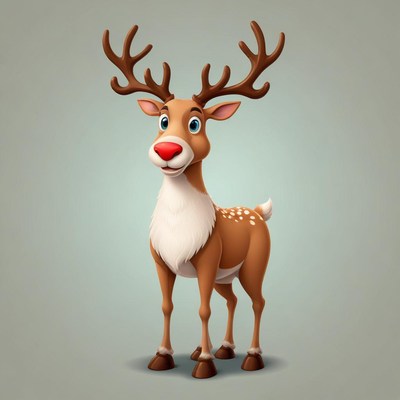 Reindeer with a red nose on a blue background