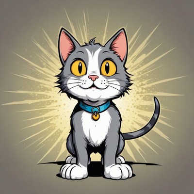 A cartoon cat smiles brightly in this illustration