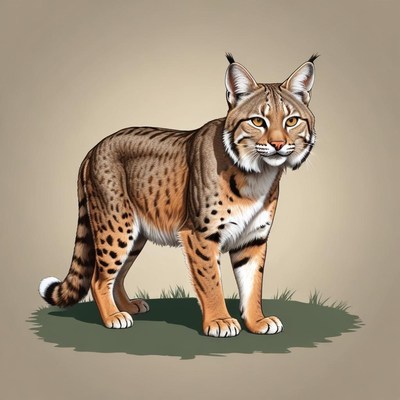 A bobcat stands tall in a field of grass