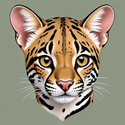 A close-up portrait of an ocelot