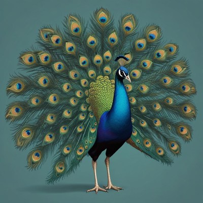 A peacock displays its colorful feathers