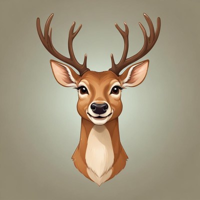 A smiling deer with large antlers