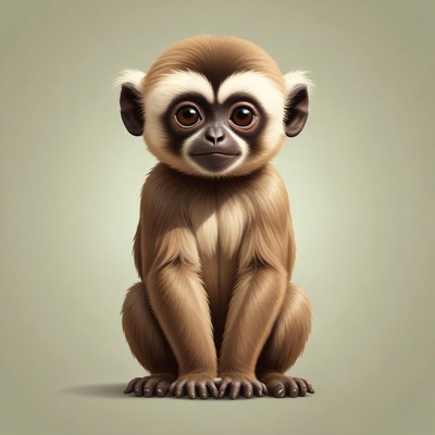 A small monkey sits and stares at the camera