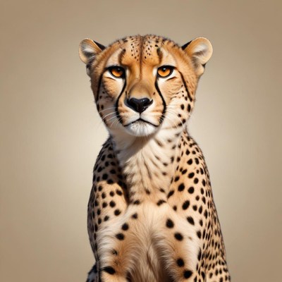 A cheetah stares intently at the camera