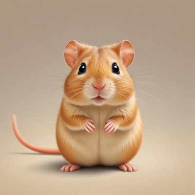 A cute hamster sits on a light brown background