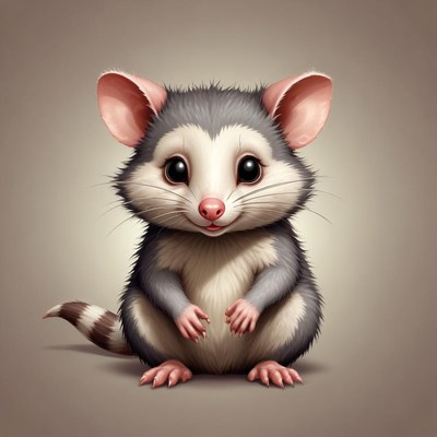 A cute, cartoon mouse with big eyes smiles