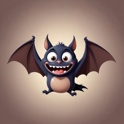 A happy bat spreads its wings and flies