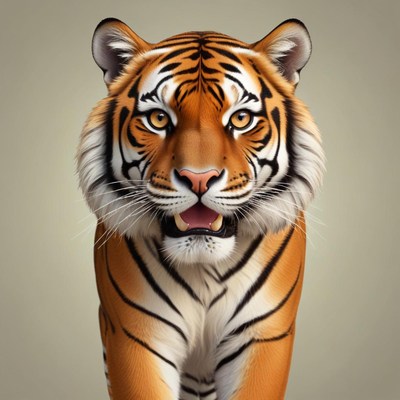 A tiger stares directly at the camera