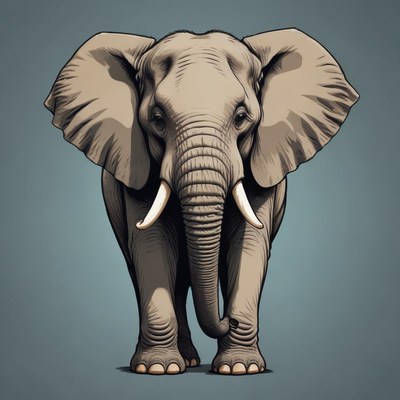 A large elephant stands facing the camera