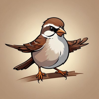 A brown sparrow perches on a branch