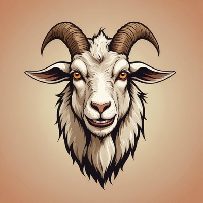 A digital illustration of a goat's head