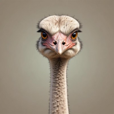 An ostrich stares intensely at the camera