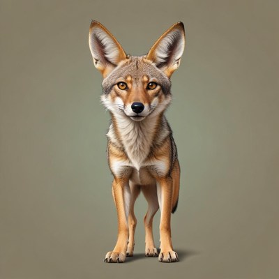 A coyote stands tall and alert